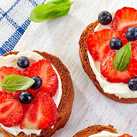 Toast with cheese and strawberries